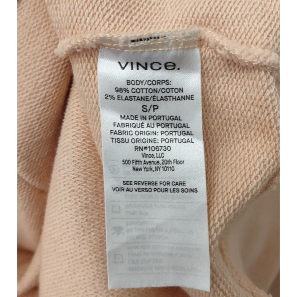 Vince Crossover Collar Hooded Sweatshirt Peach Hoodie Womens Small Activewear - Picture 6 of 7